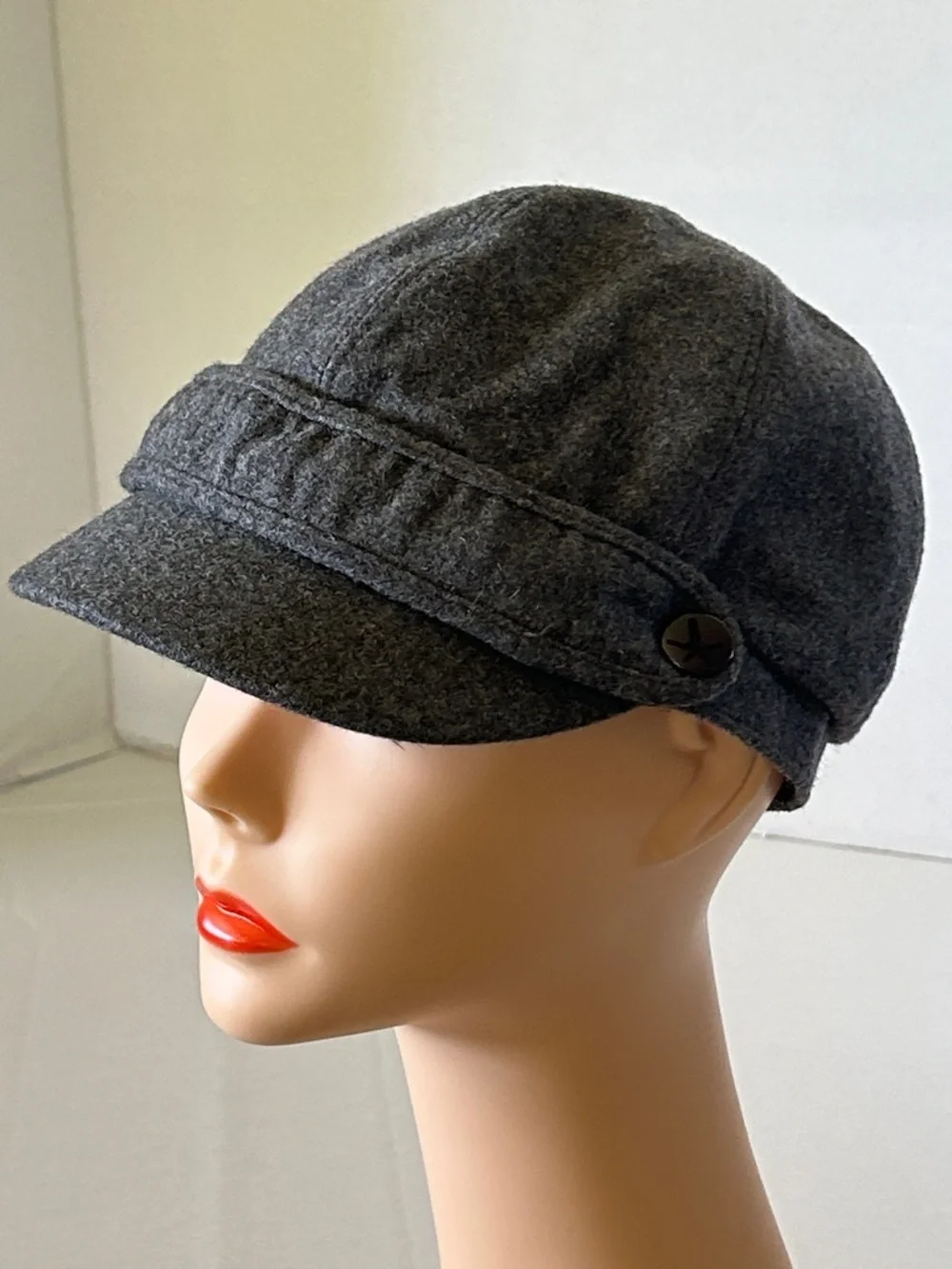 KOORINGGAL GRAY WOOL BLEND WOMENS fIDDLER NEWSBOY/BAKER  BOY CAP STRAP DETAIL